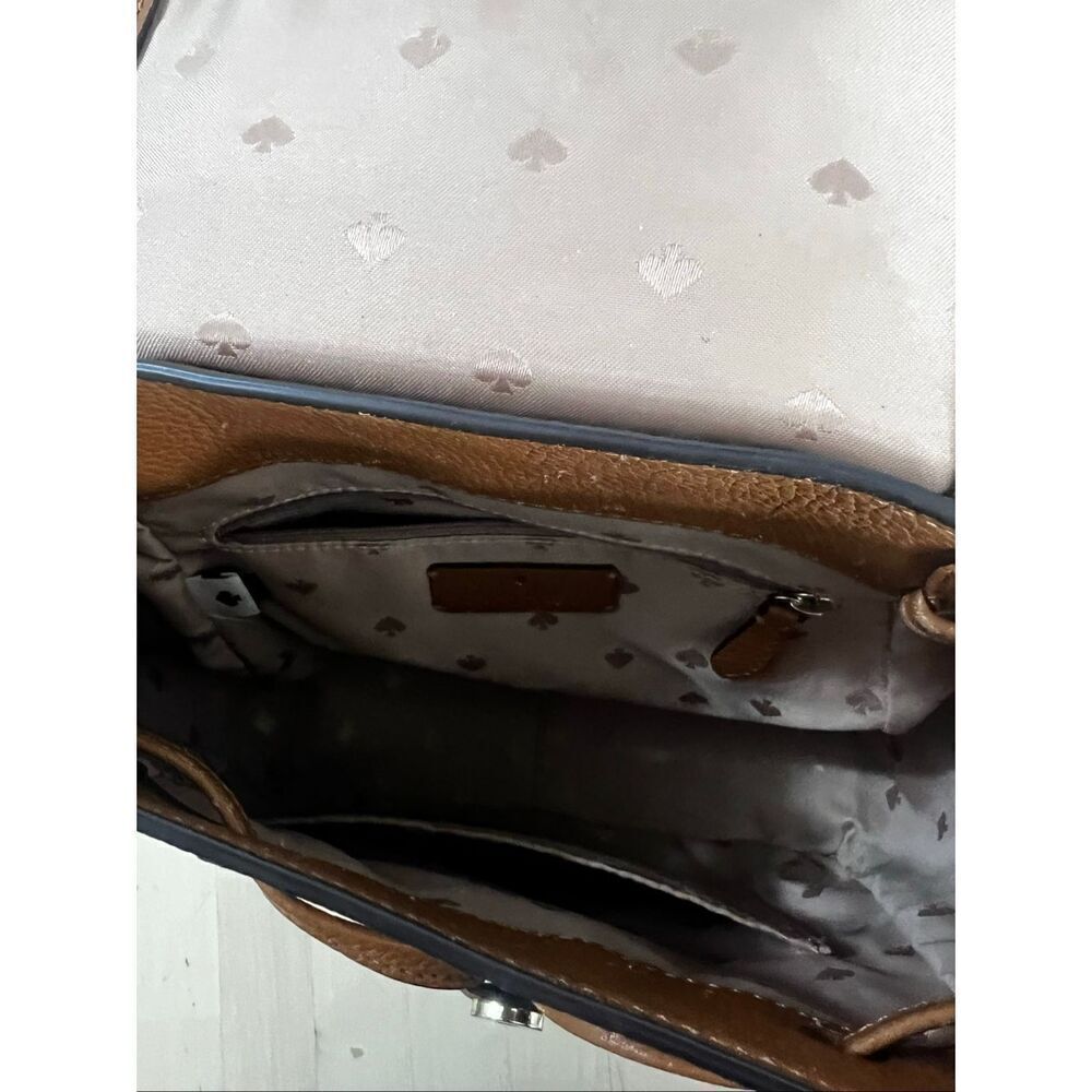 Kate Spade New York Leila Medium Flap Backpack Brown Pebbled Leather - Picture 9 of 14